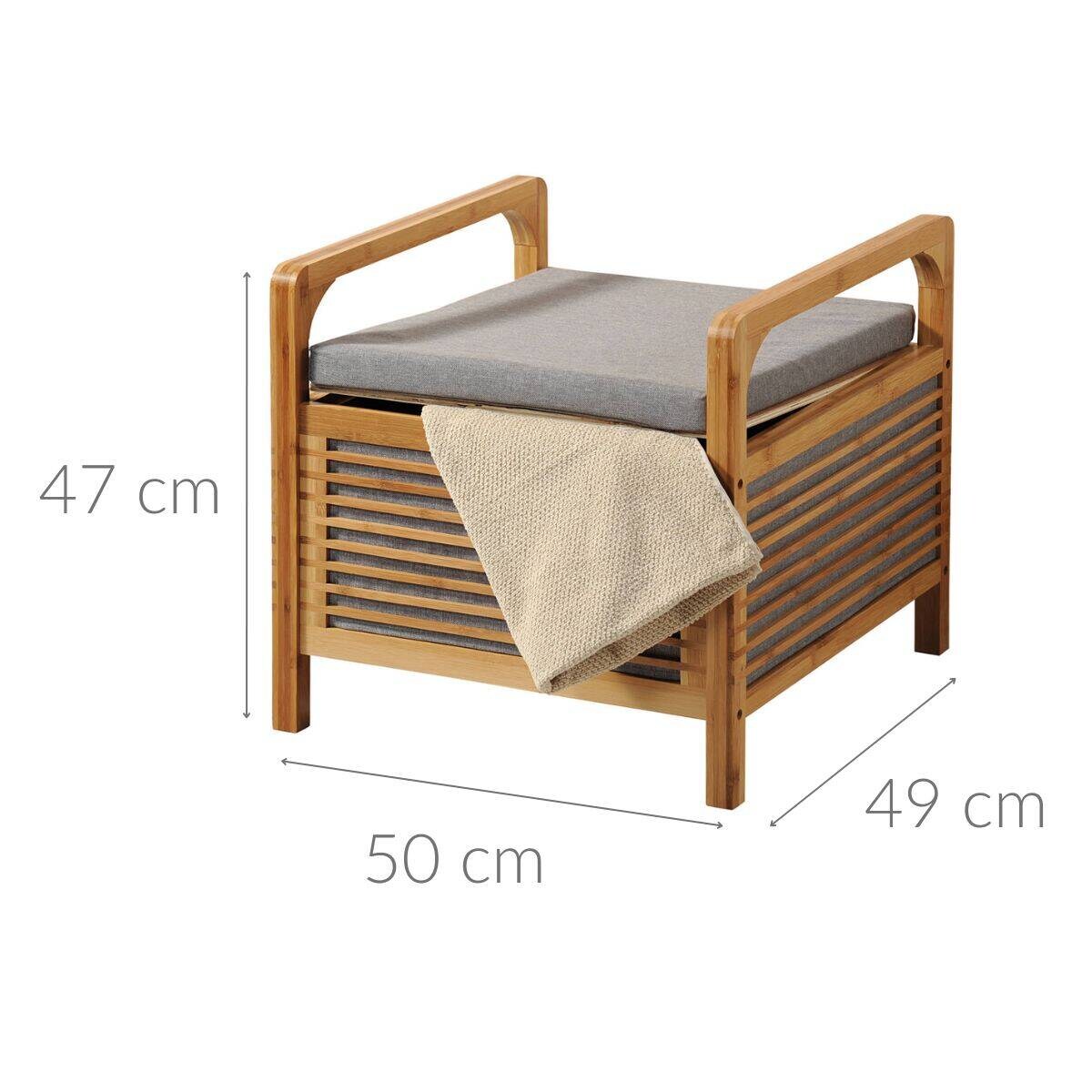 Stołek bambusowy do łazienki z pojemnikiem do przechowywania, 50 x 47 cm, Kesper