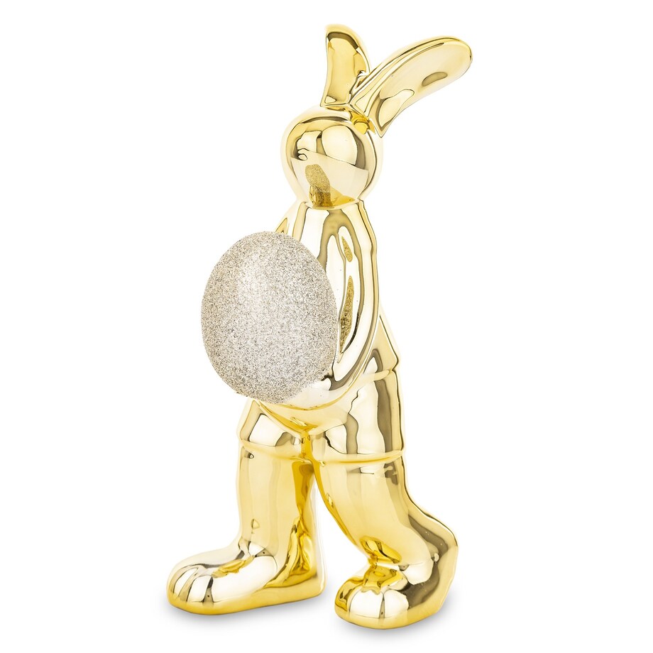 Dekoracja - złoty królik z pisanką 21x8x11 cm