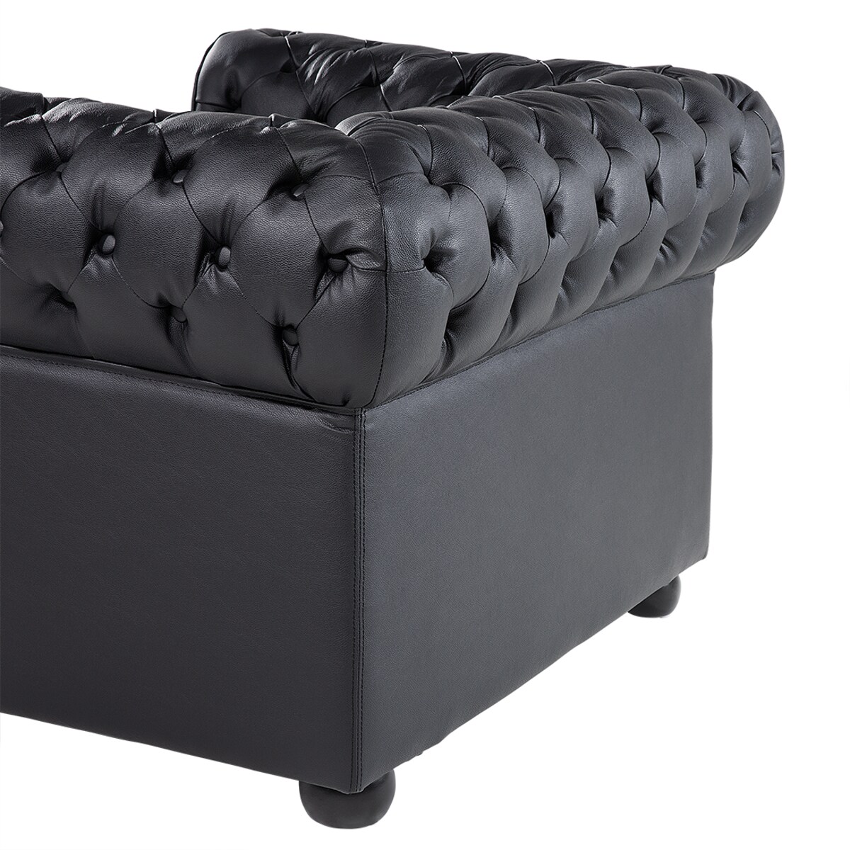 Fotel CHESTERFIELD Skóra naturalna Czarny