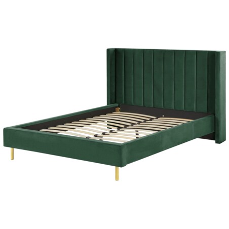 Łóżko welurowe 140 x 200 cm zielone VILETTE
