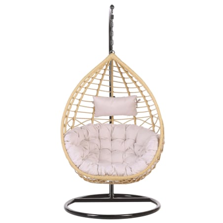 Fotel wiszący ze stojakiem z technorattanu naturalny ARSITA