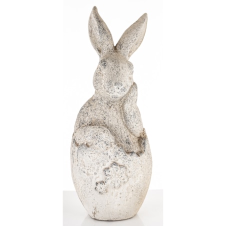 Dekoracja - królik siedzący w skorupce jajka 51x19x20 cm SZAREK -2