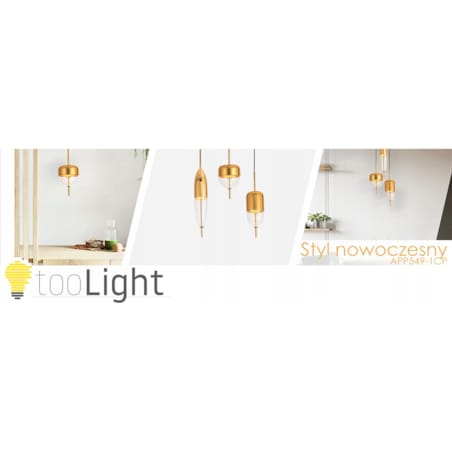 Lampa Wisząca Sufitowa Szklana Metalowa Złota Led