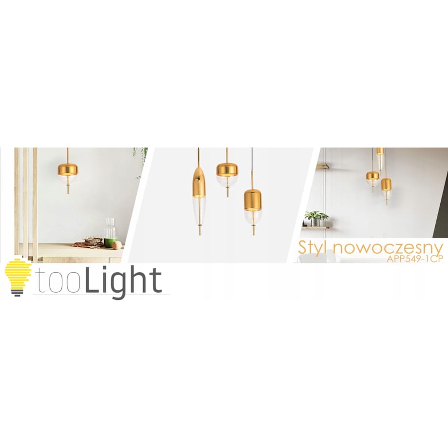 Lampa Wisząca Sufitowa Szklana Metalowa Złota Led