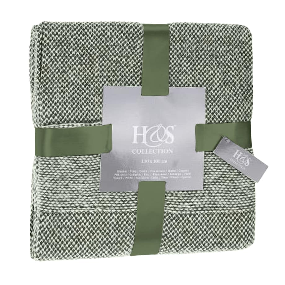 Koc Prezentowy Akrylowy Ciepły Zielony Narzuta 130x160cm