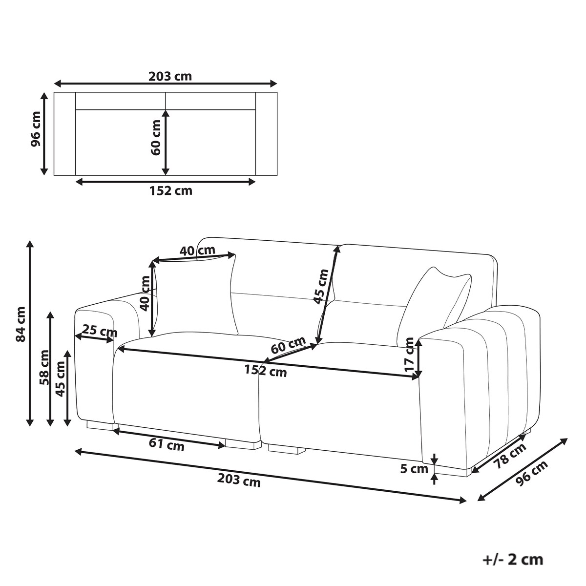Sofa dla 3 osób FAUSKAN Błękitny