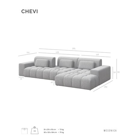 Chevi Sofa narożna - jasnoszara