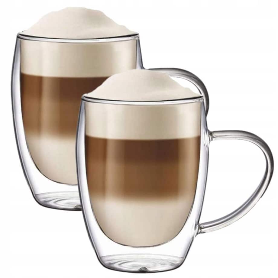 Szklanka termiczna Bergman do kawy 350ml podwójne dno ścianka z uchem