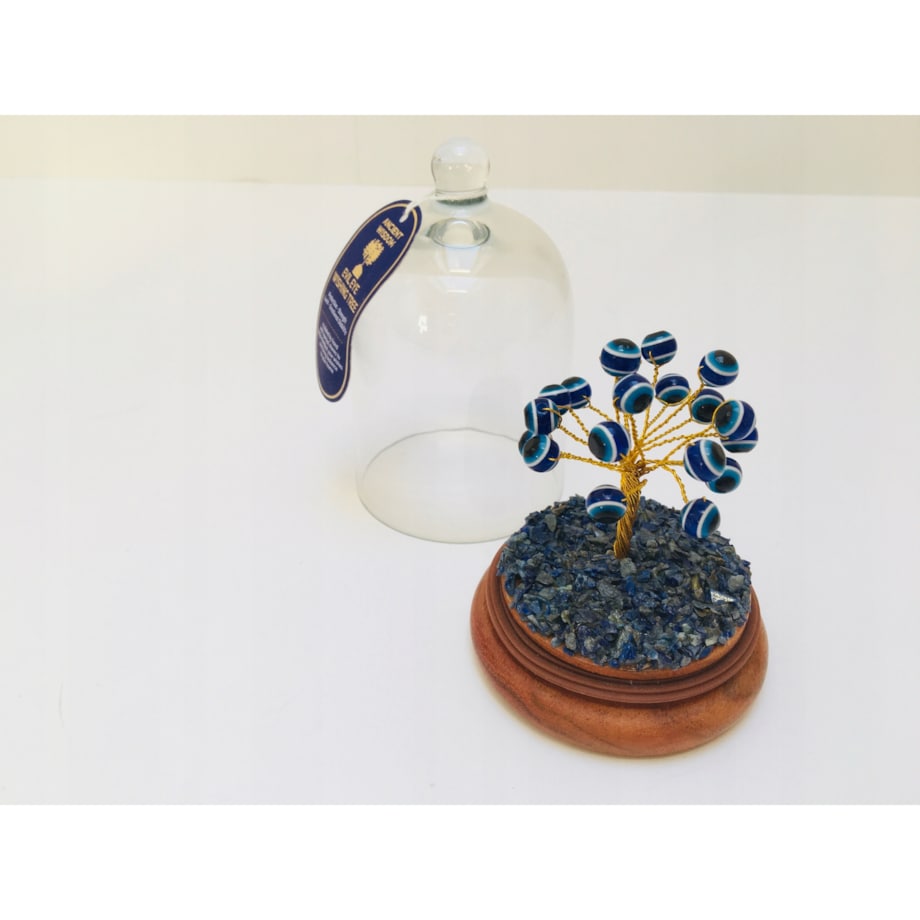 Drzewko z Lapisu z Okiem CZAKRY w Szklanej Kopule BOX na prezent szczęście