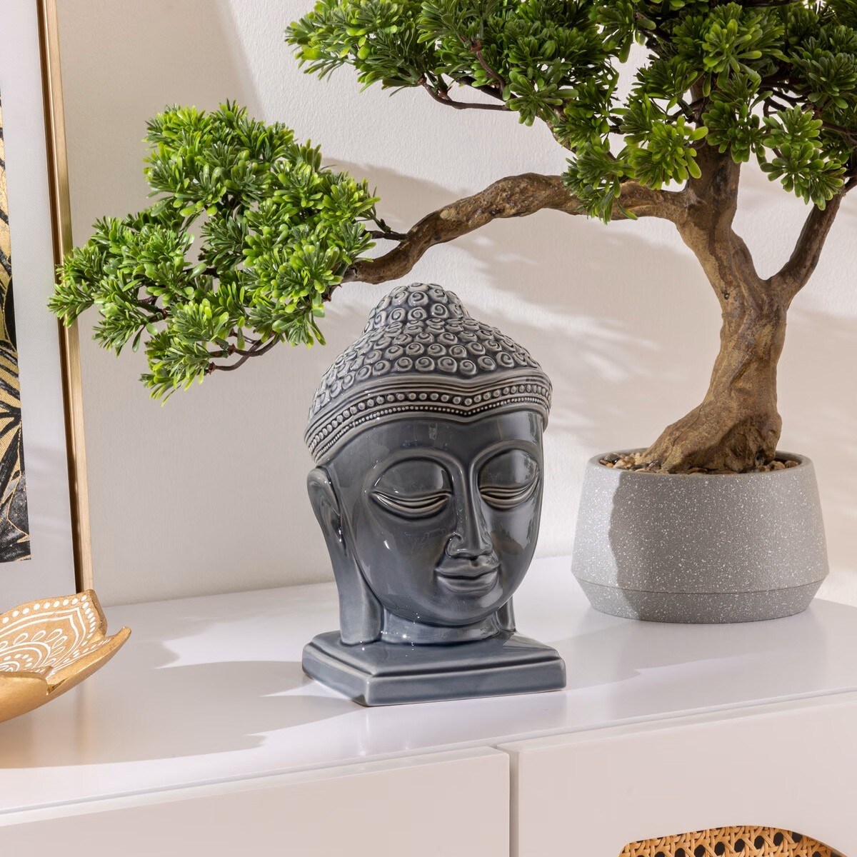 Figurka ceramiczna Buddha 22,5 cm szara