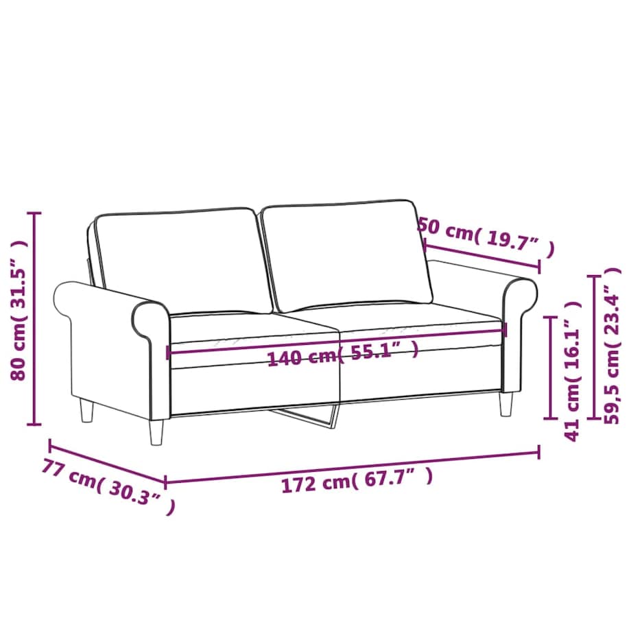 vidaXL Sofa 2-osobowa, ciemnoszara, 140 cm, tapicerowana tkaniną