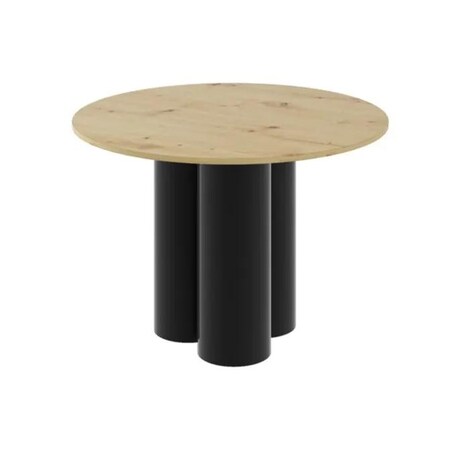 Stół okrągły RAVEO 100x100 dąb/czarny połysk