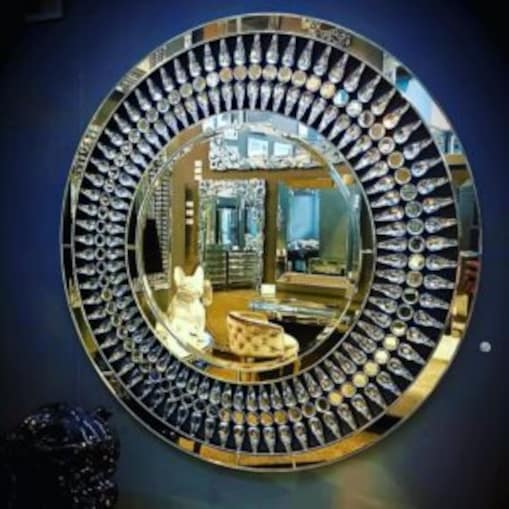 Lustro okrągłe z kryształkami Venus Glamour Premium 90x90