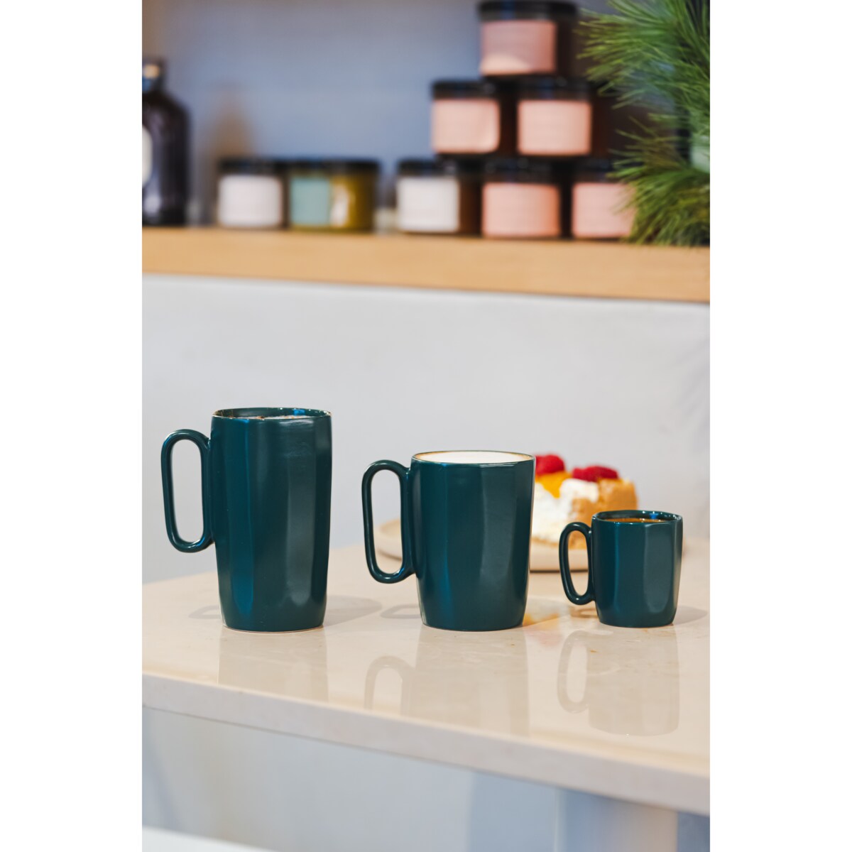 Dwa kubki ceramiczne z uszkiem 80 ml Fuori zielone 29972