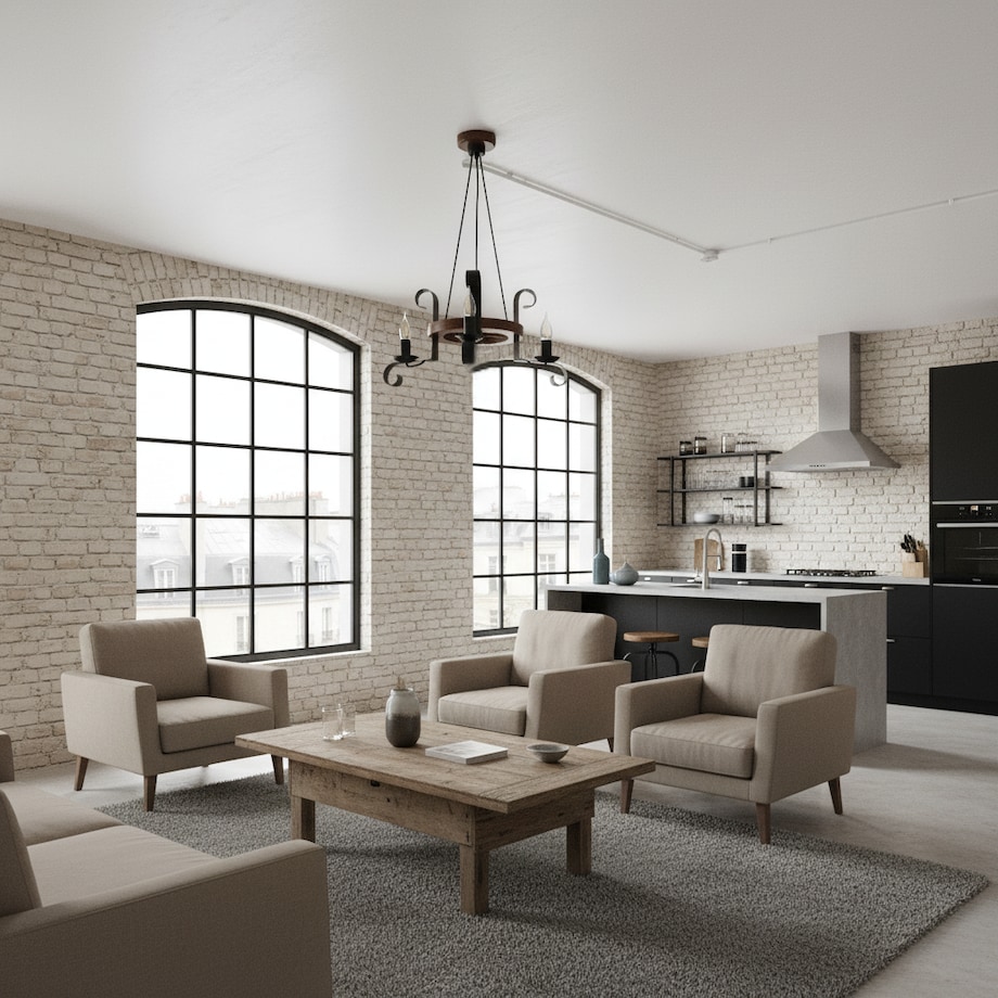 drewniana lampa wisząca edylit 3 punktowa loft retro