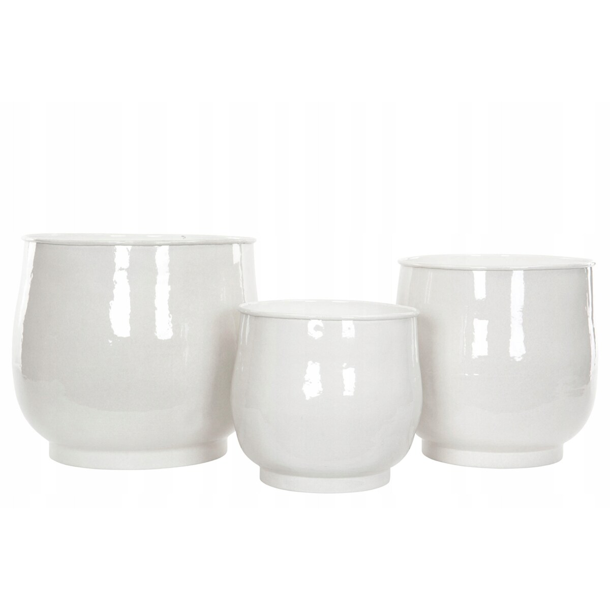 OSŁONKA DUŻA BIAŁA OKRĄGŁA DONICZKA podłogowa loft połysk na palmy 3 szt.