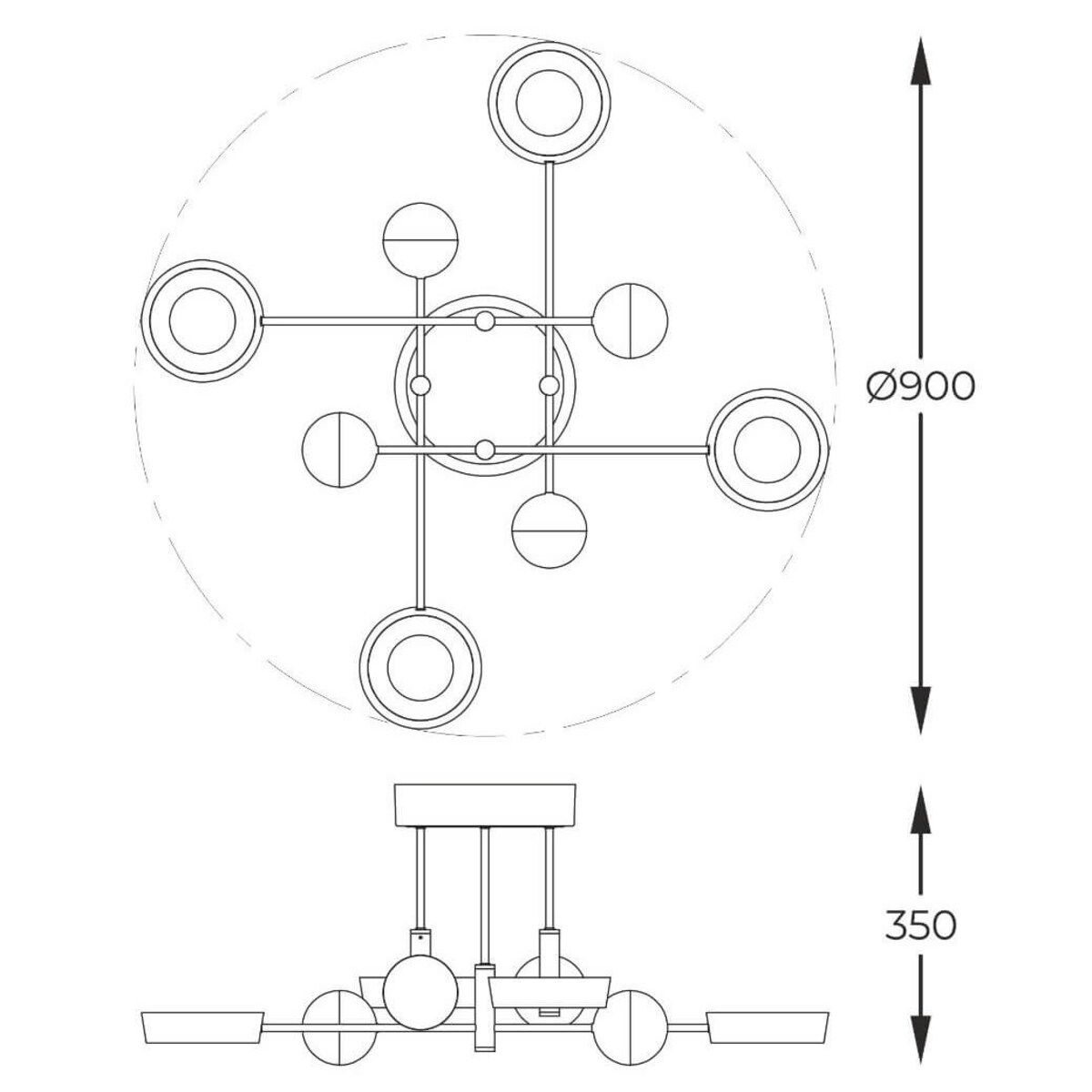 Sufitowa lampa LED Lara MX7170-8-3BGT Zumaline 55W 3000K czarna złota
