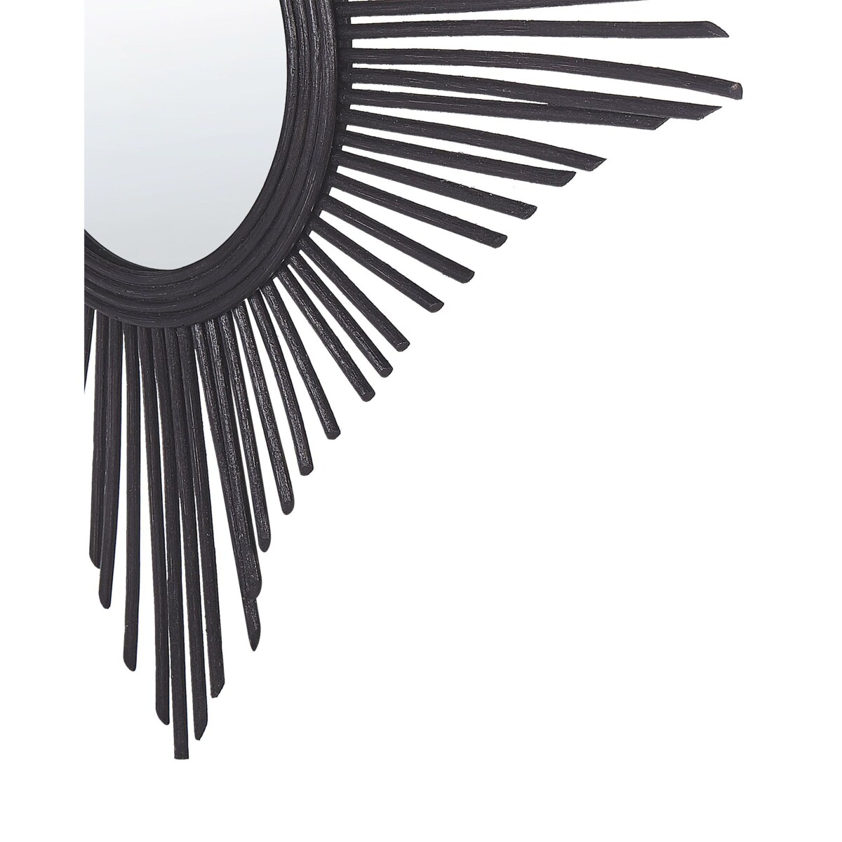 Rattanowe lustro ścienne 60 x 60 cm czarne MAJENE