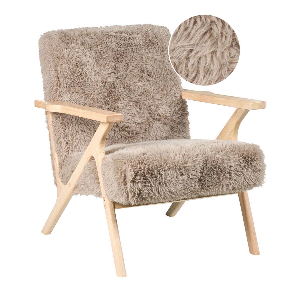 Fotel KISA Sztuczne futro Beżowoszary