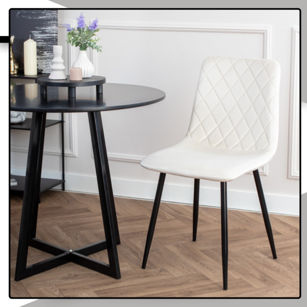 Krzesło beżowe tapicerowane pikowane welurowe nowoczesne wygodne velvet