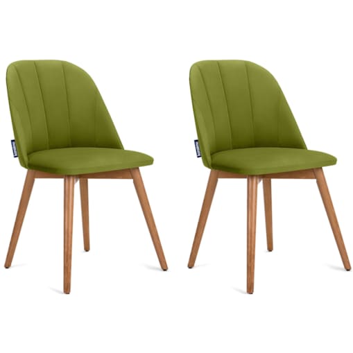 KONSIMO BAKERI Skandynawskie zielone aksamitne krzesła, zestaw 2 szt
