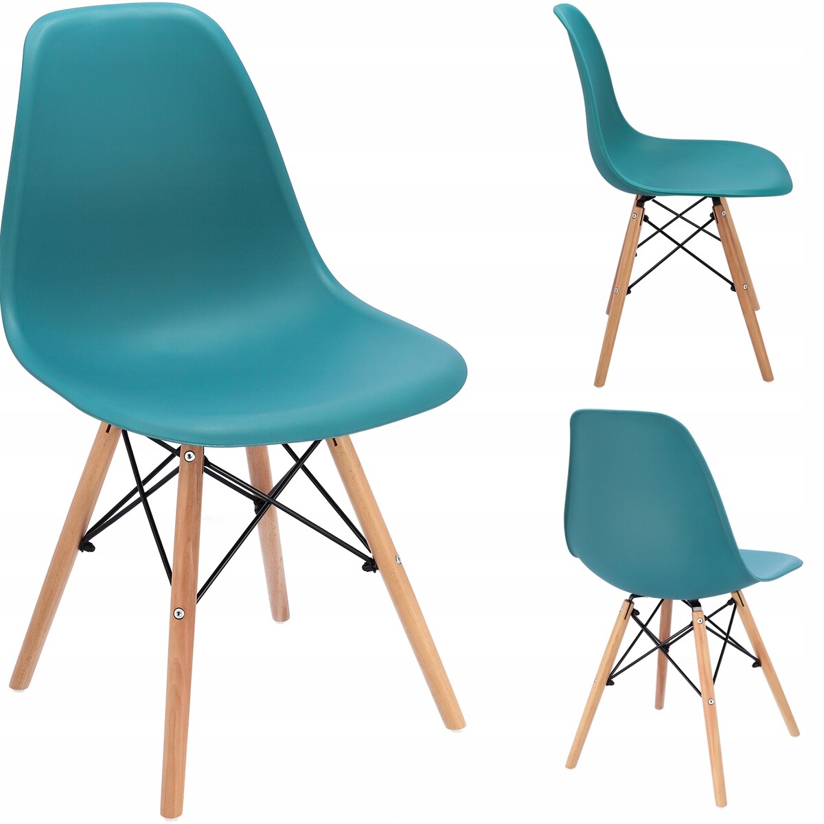 Krzesło skandynawskie wyprofilowane EVA niebieskie