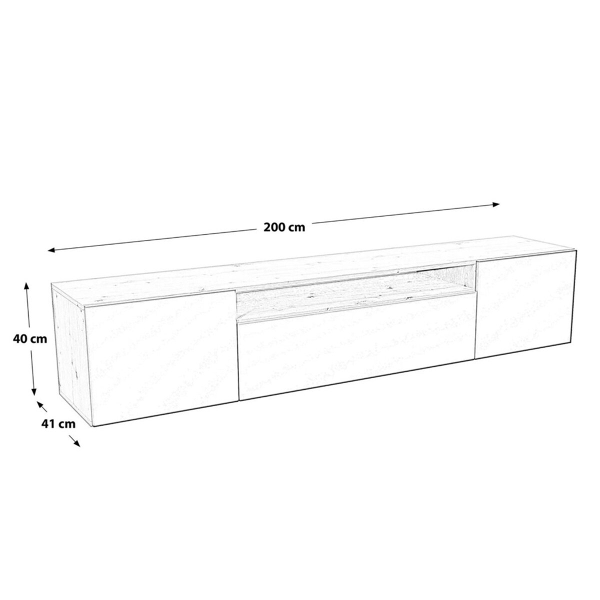 Szafka RTV IGO 200 cm wisząca, do salonu, wzór jodełka- artisan