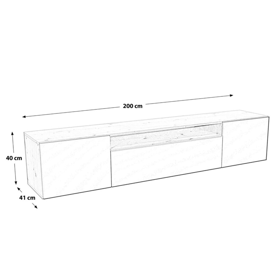 Szafka RTV IGO 200 cm wisząca, do salonu, wzór jodełka- artisan