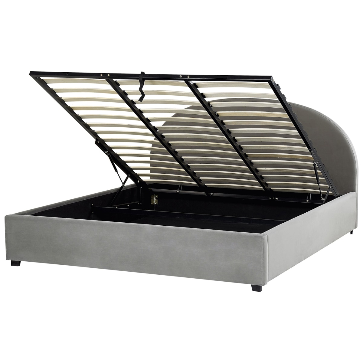 Łóżko z pojemnikiem welurowe 180 x 200 cm szare VAUCLUSE