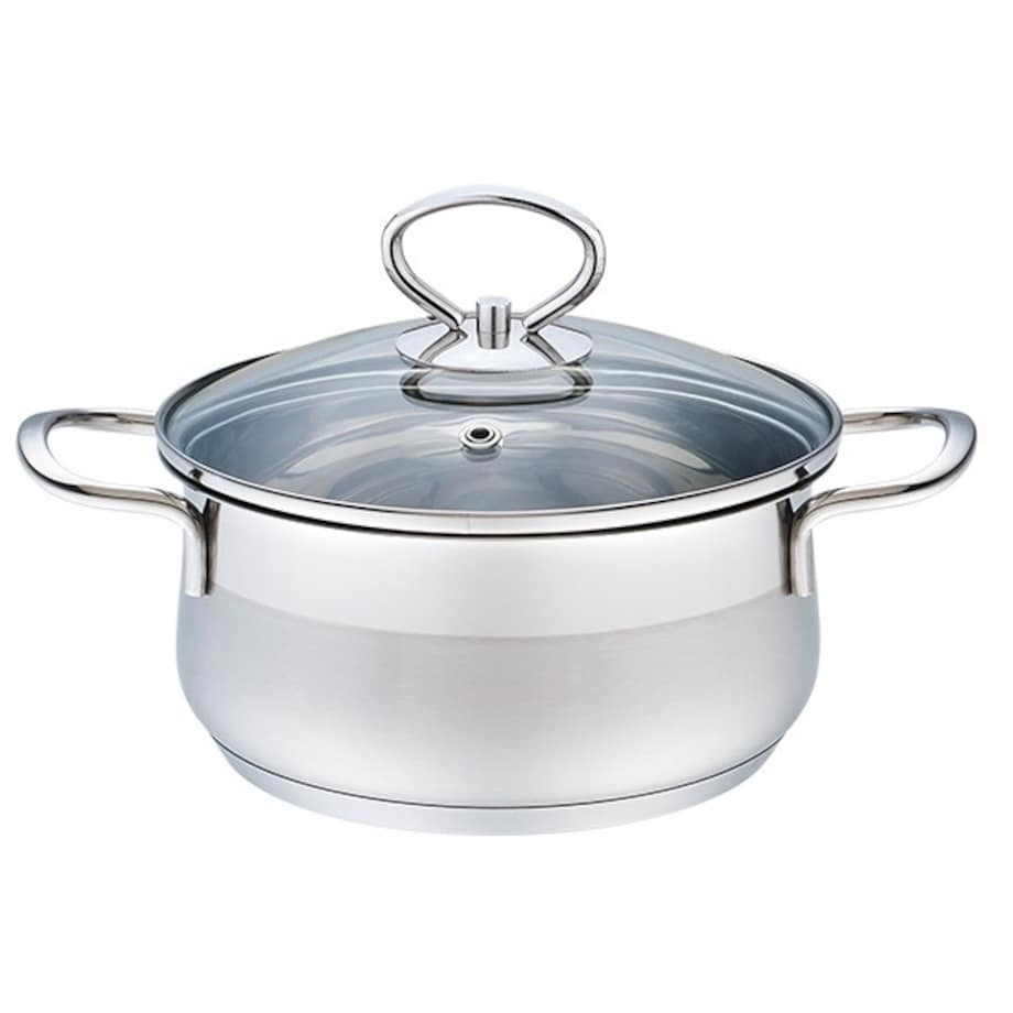 Garnek stalowy z pokrywką na indukcję gaz mały 14cm 0.9L MAESTRO