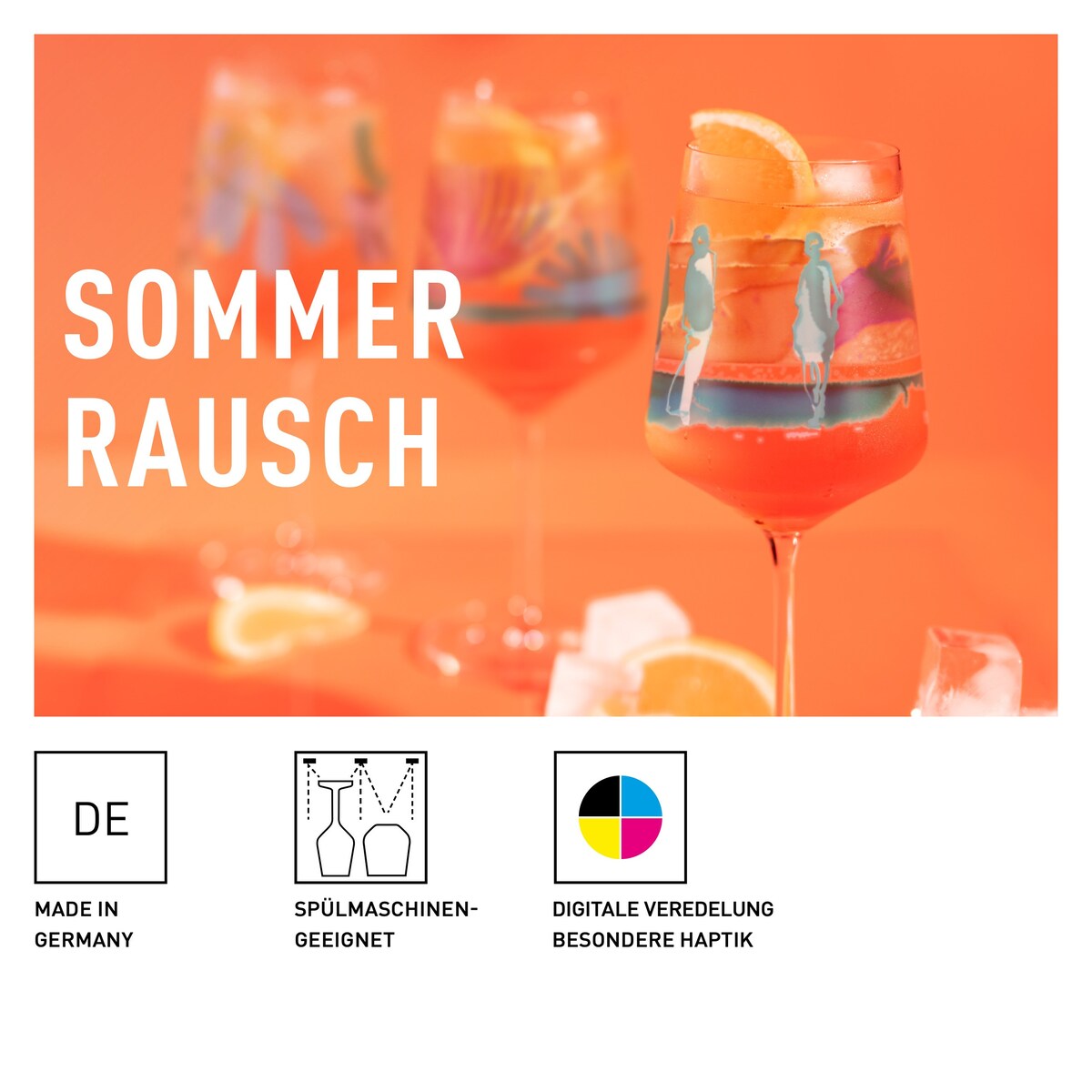 Ritzenhoff Zestaw 4 szt, kieliszków do aperitif Sommerrausch ilustrator R. Richter T. Kuhlmann
