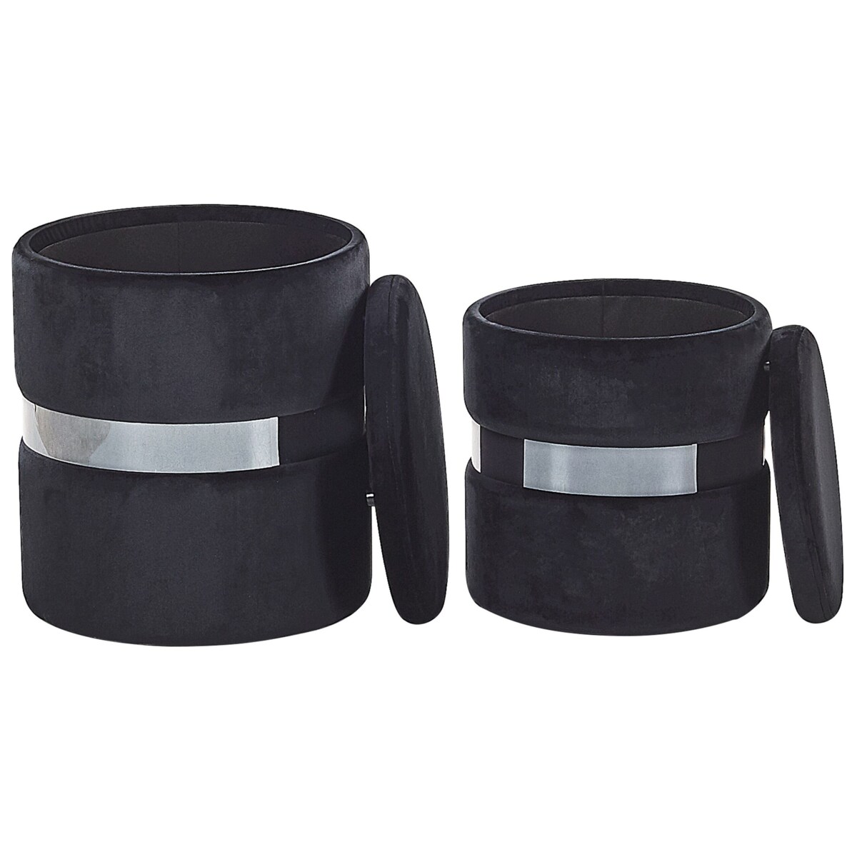 Zestaw 2 pufów ze schowkiem welurowy czarny DORIS