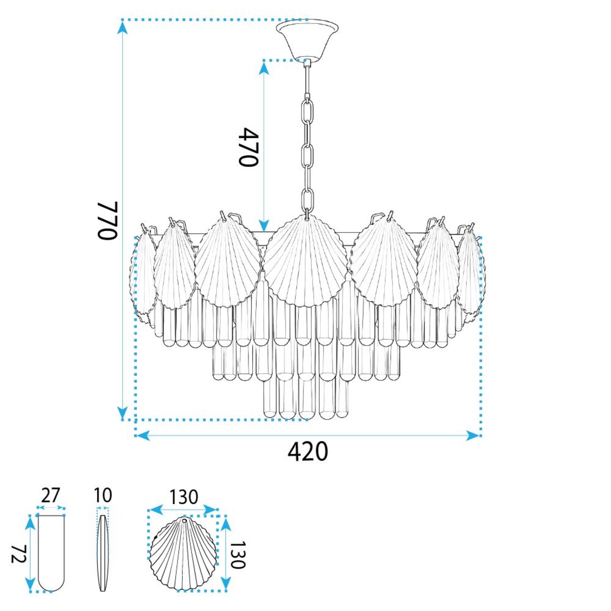 Lampa Sufitowa Wisząca Swe083-Cp 40Cm Złoty, Szkło, Metal