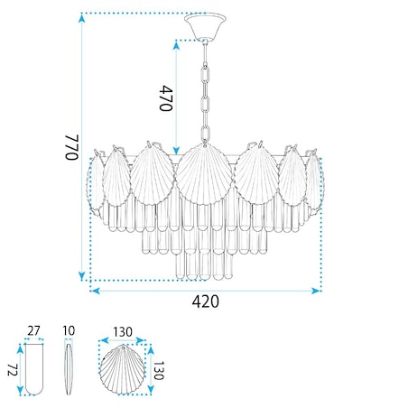 Lampa Sufitowa Wisząca Swe083-Cp 40Cm Złoty, Szkło, Metal