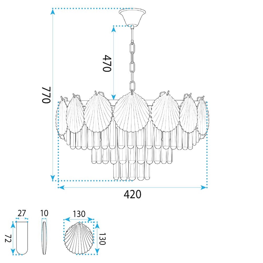 Lampa Sufitowa Wisząca Swe083-Cp 40Cm Złoty, Szkło, Metal