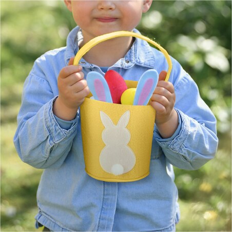 Koszyk Koszyczek Filcowy Wielkanocny Na Jajka Pisanki Dekoracja Ozdoba Z Zajączkiem Żółty