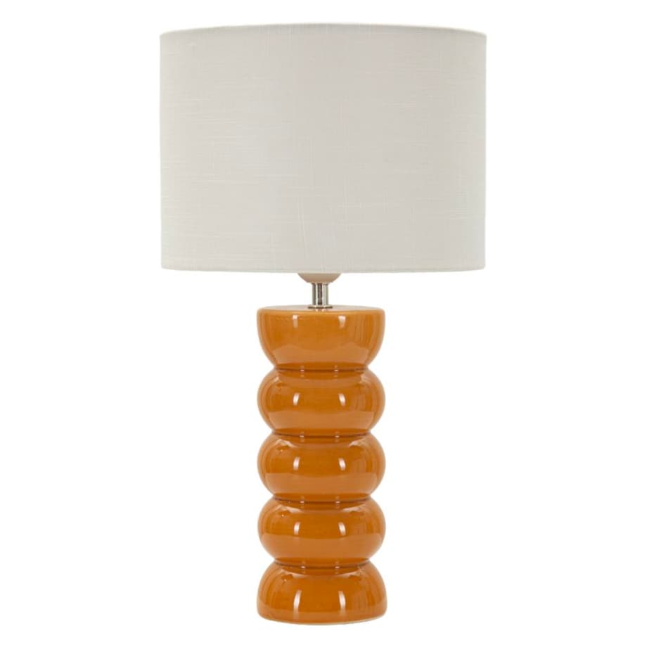 Lampa stołowa Torr, kolor musztardowy i biały, ceramika, żelazo i tkanina, 25 x 25 x 46 cm, 1 x E27, max. 40 W, styl nowoczesny, Mauro Ferretti