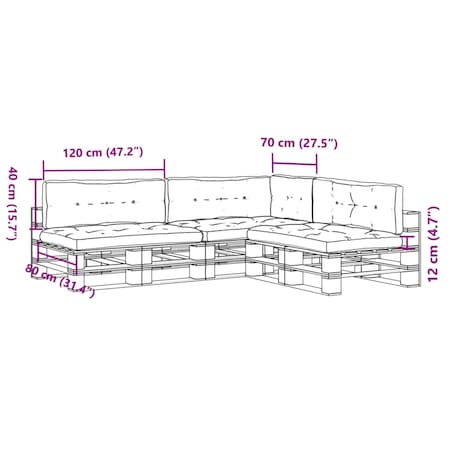 vidaXL Poduszki na palety, 7 szt., kolor taupe, tkanina