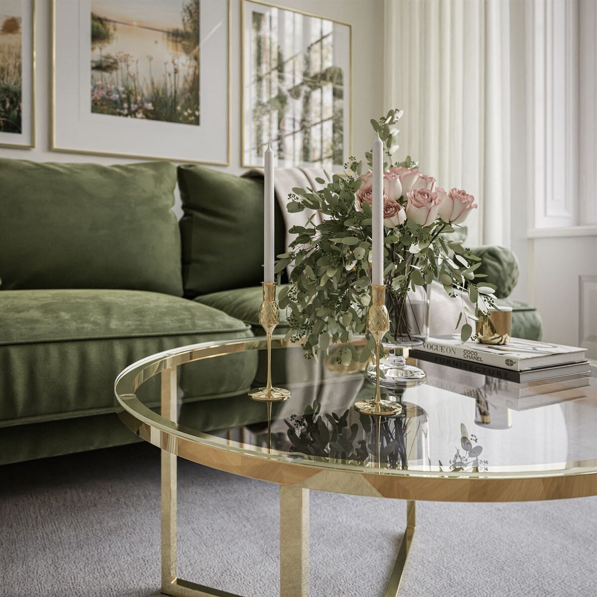 Stolik kawowy CIRI-X złoty chrom przeźroczyste szkło