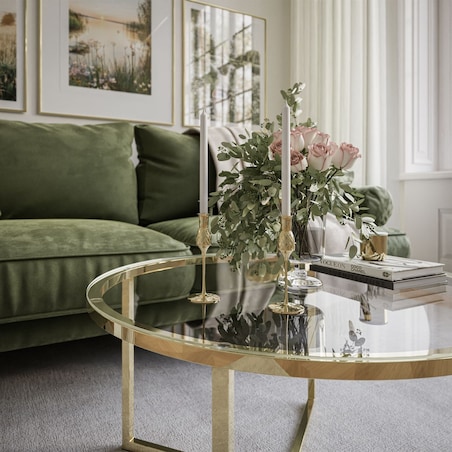 Stolik kawowy CIRI-X złoty chrom przeźroczyste szkło