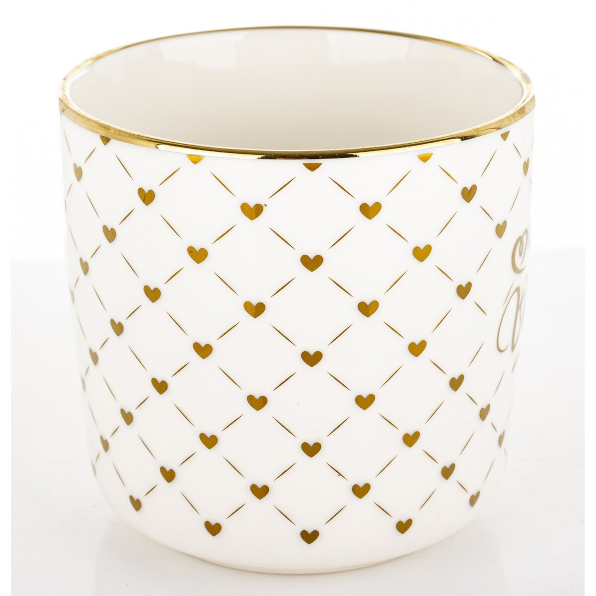 Kubek porcelanowy 385 ml biało-złoty 9x12,5x9 cm VALENTINES DAY