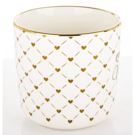 Kubek porcelanowy 385 ml biało-złoty 9x12,5x9 cm VALENTINES DAY