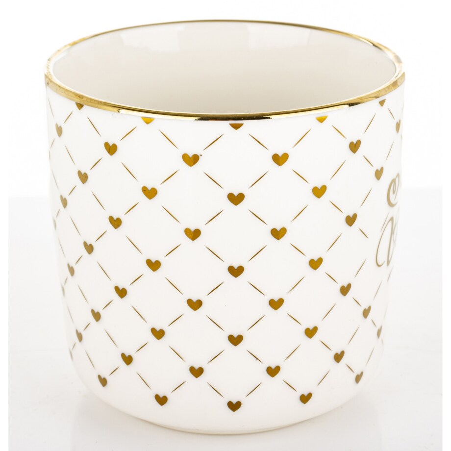 Kubek porcelanowy 385 ml biało-złoty 9x12,5x9 cm VALENTINES DAY