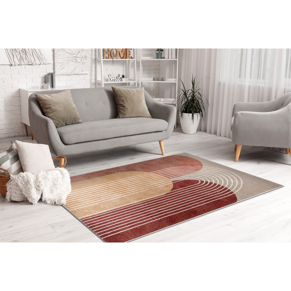 Dywan FUSION 0810 beż / terakota - 80x150 cm