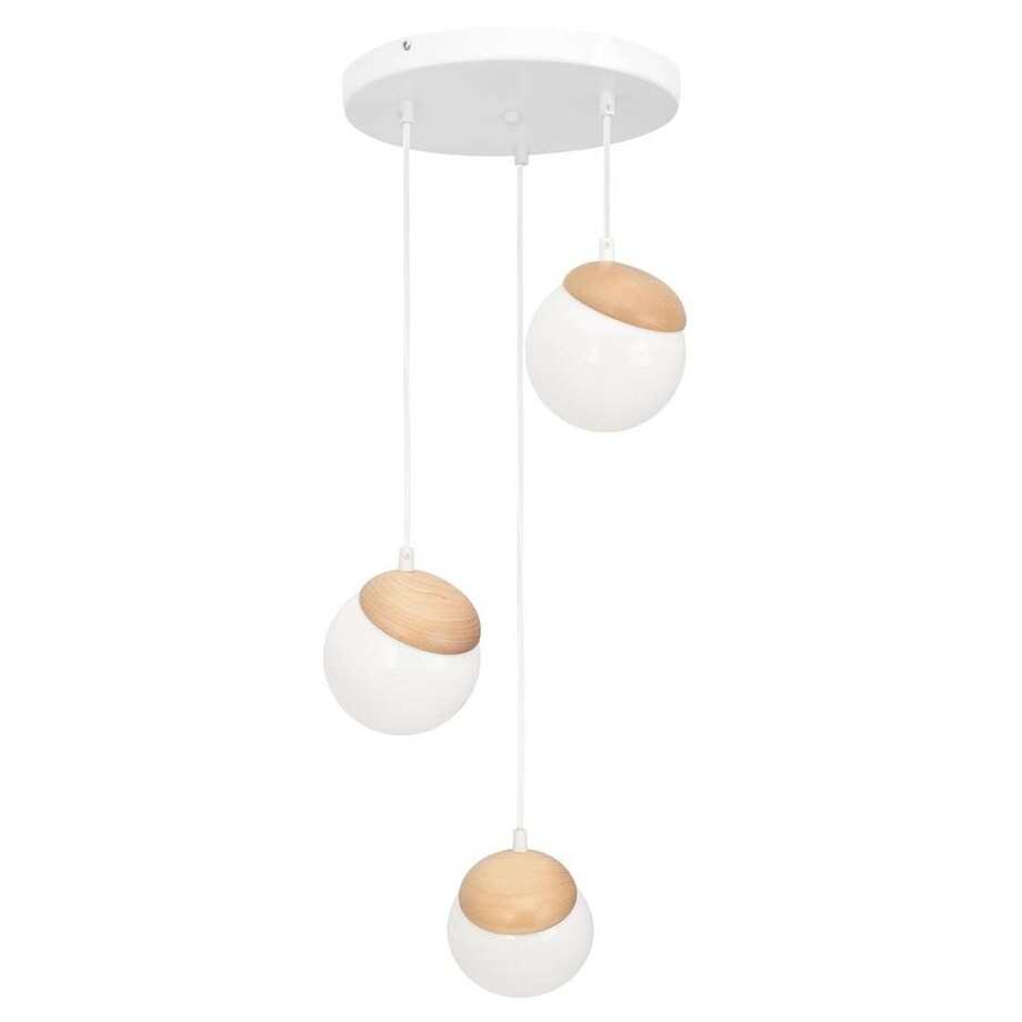 Loftowa LAMPA wisząca SFERA WOOD MLP5425 Milagro skandynawska OPRAWA szklane kule ZWIS kaskada biała drewno