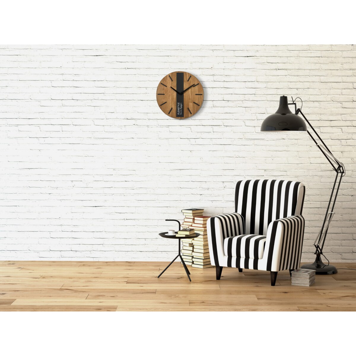 Drewniany zegar na ścianę Dąb Klasyk 30cm czarny