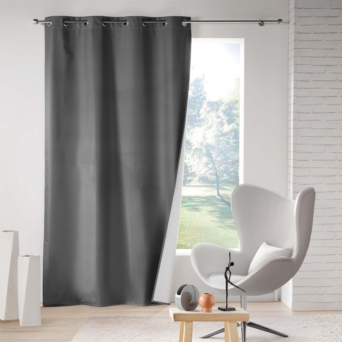 Zasłona na przelotkach ICEMOUNT CHARCOAL GREY, 140 x 260 cm, termoizolacyjna