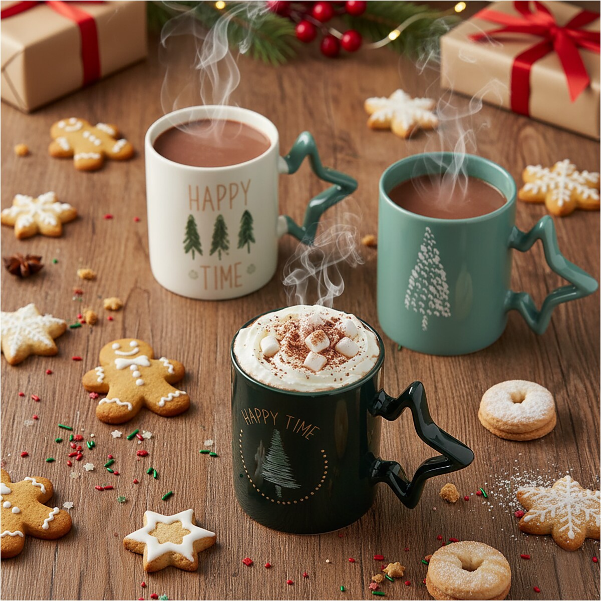 Kubek Z Uchem Świąteczny 380 Ml Porcelanowy Zimowy Świąteczny