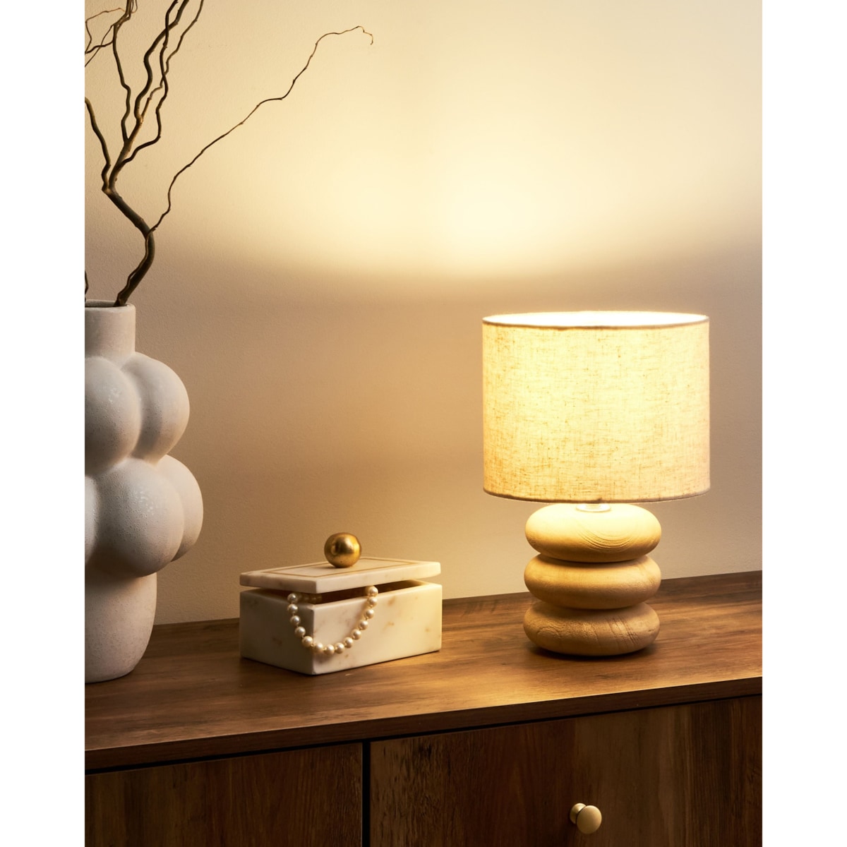 Lampa stołowa BETWA Drewno mango Jasnobrązowy