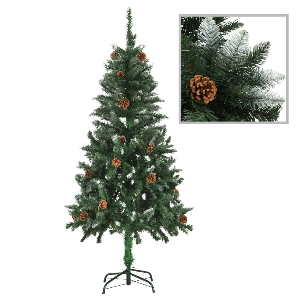 vidaXL Sztuczna choinka z lampkami, bombkami i szyszkami, 150 cm